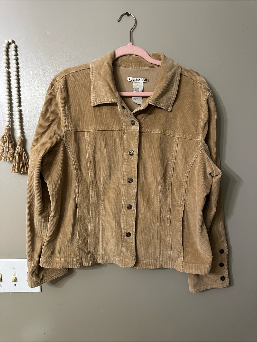 Ami Women's Tan Corduroy Button Jacket